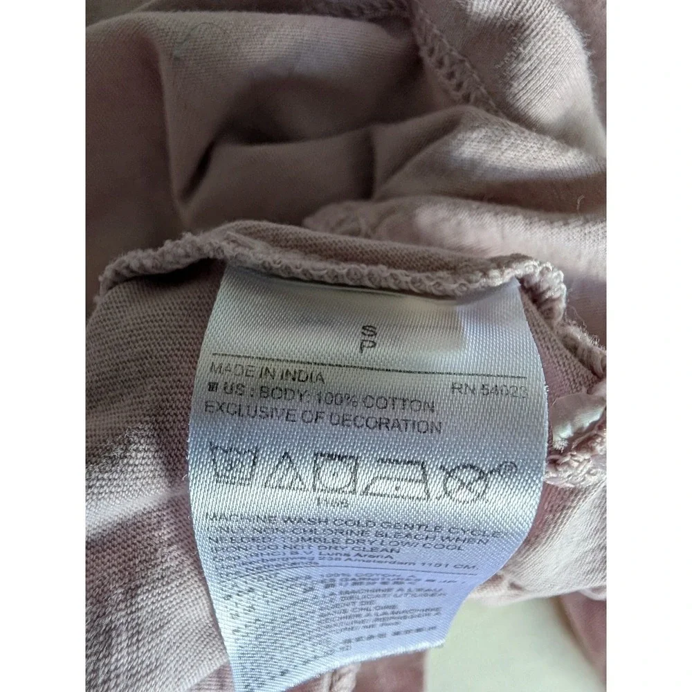 Banana Republic Pink Cotton Peplum‎ Top Long Sleeve Back Tie Keyhole Small